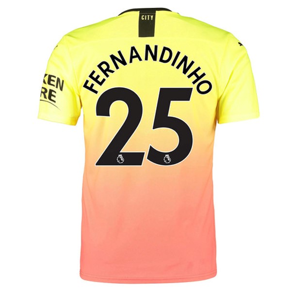 Camiseta Manchester City NO.25 Fernandinho Tercera equipo 2019-20 Naranja